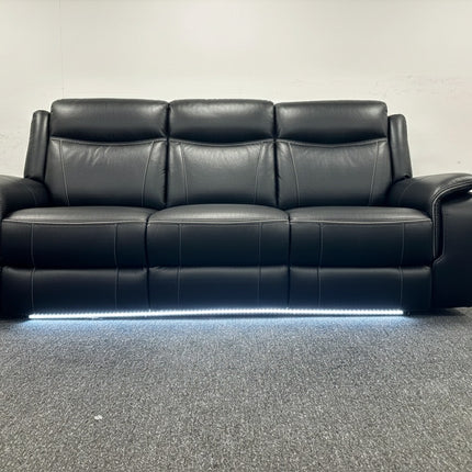 Parada Leather Electric Recliner Sofa 3+2 Seater-Bluetooth/USB/C-Type/Led/Cooling Cup Holders - Buy Online UK