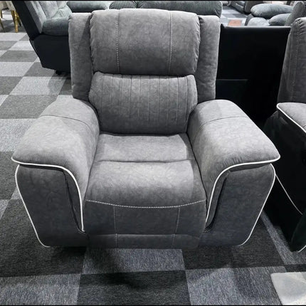 Hannah Fabric Electric Recliner Sofa 3+2 Seater Set - 3+2 Seater Sofa With Cup-Holders/LED Lights