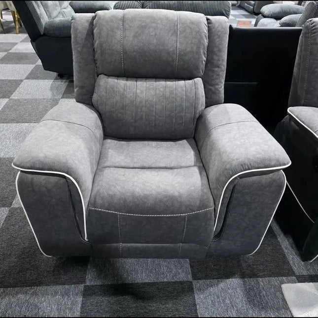 Hannah Fabric Electric Recliner Sofa 3+2 Seater Set - 3+2 Seater Sofa With Cup-Holders/LED Lights