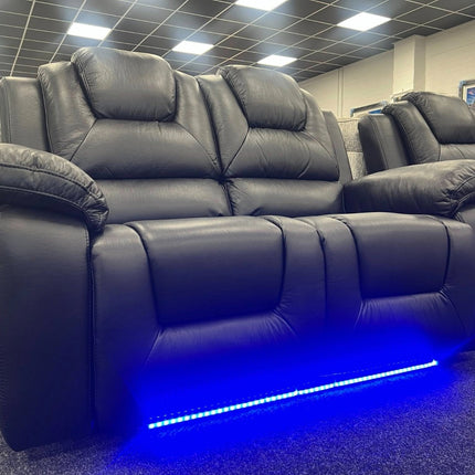 Oxford Leather Electric Recliner Sofa 3+2 Seater with Cup Holders , USB Charging Ports, LED Lights