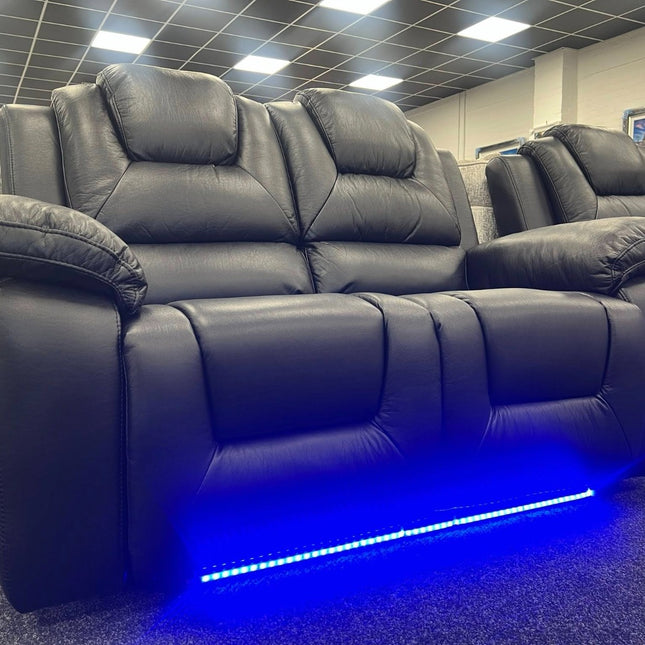 Oxford Leather Electric Recliner Sofa 3+2 Seater with Cup Holders , USB Charging Ports, LED Lights