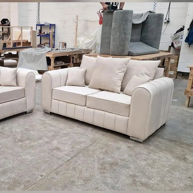 Lily Sofa 3+2 Seater Cream ( Scatter/Full Back)