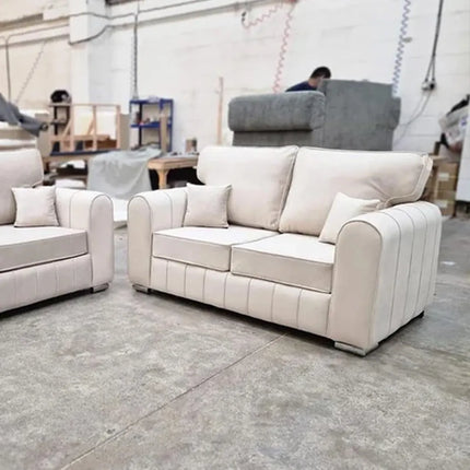 Lily Sofa 3+2 Seater Cream ( Scatter/Full Back)