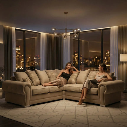 Verona 2C2 Corner for Living Room, Grey Fabric ...