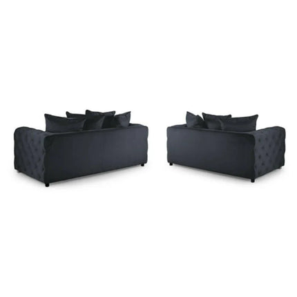 Ashton Range Chesterfield Sofa Set 3+2 Seater Belgravia Grey Plush Velvet