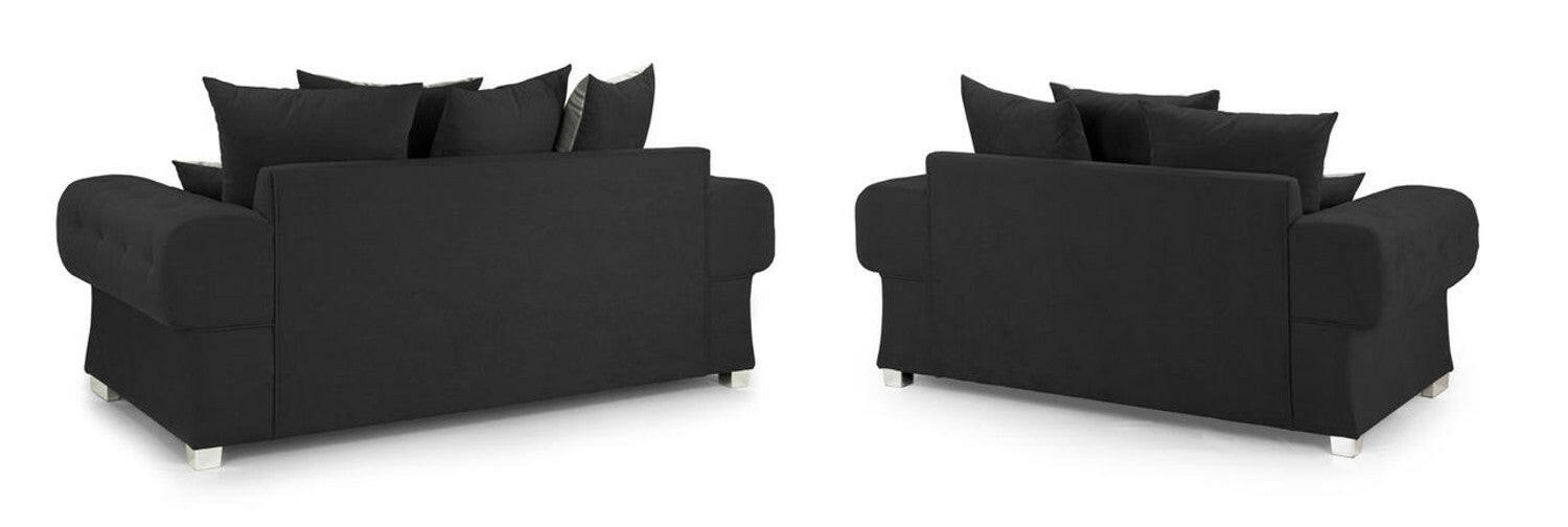 Verona sofa 3+2 Seater Scatter Back Black - Envogue Furniture