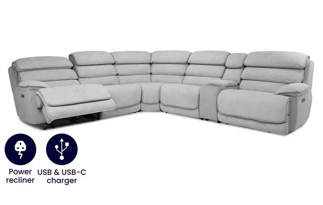 DFS Lakelyn Express Fabric Electric Recliner Modular Corner Sofa With USB Ports Power Recliner Sofa - Envogue Furniture uk