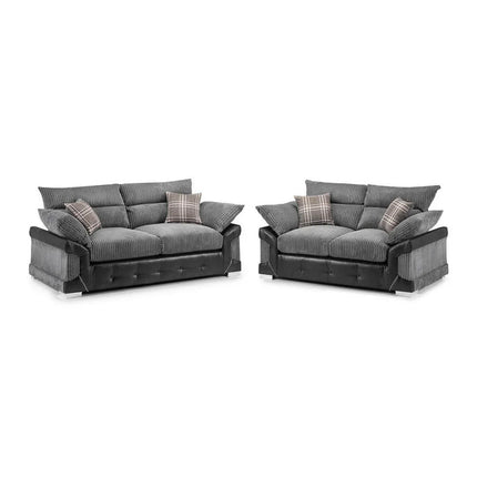 Logan 3+2 Sofa Set Black-Grey