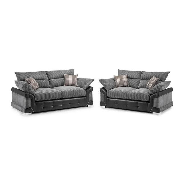 Logan 3+2 Sofa Set Black-Grey