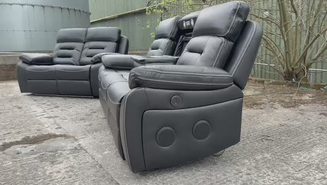 Hafsa Music Leather Electric Recliners 3+2 Seater Sofa  - Envogue Furniture uk