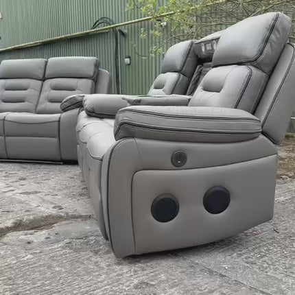 Hafsa Music Leather Electric Recliners 3+2 Seater Sofa  - Envogue Furniture uk