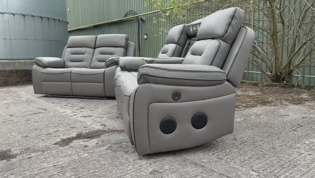 Hafsa Music Leather Electric Recliners 3+2 Seater Sofa  - Envogue Furniture uk