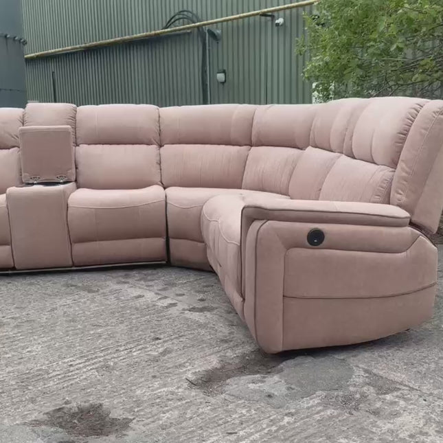 Hanna Electric Recliner Corner Sofa Grey Micro Fabric