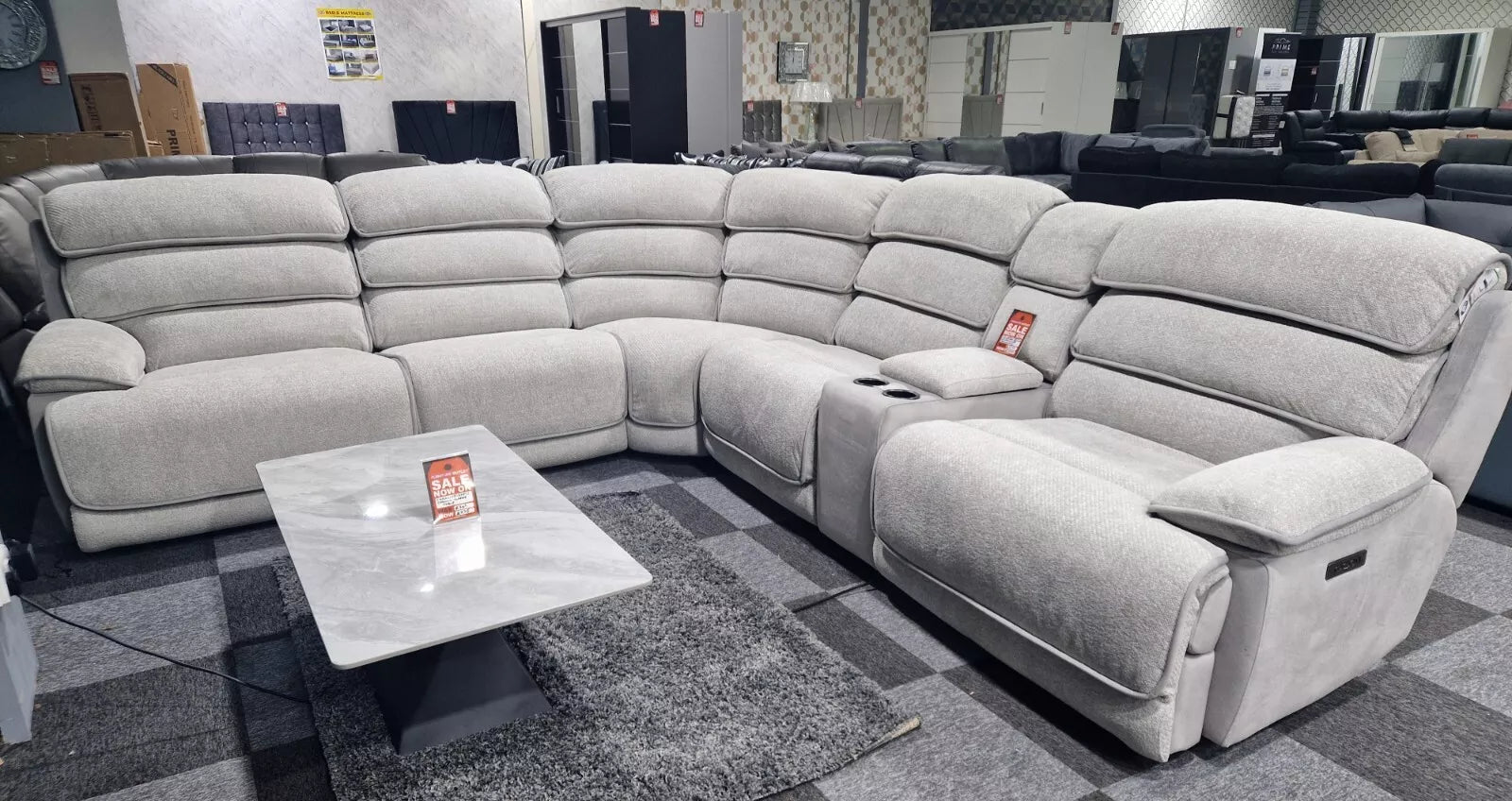 ENV Lakelyn Express Fabric Electric Recliner Modular Corner Sofa With USB Ports Power Recliner Sofa - Envogue Furniture uk