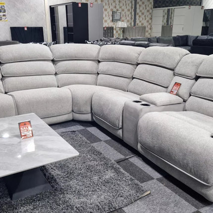 ENV Lakelyn Express Fabric Electric Recliner Modular Corner Sofa With USB Ports Power Recliner Sofa - Envogue Furniture uk