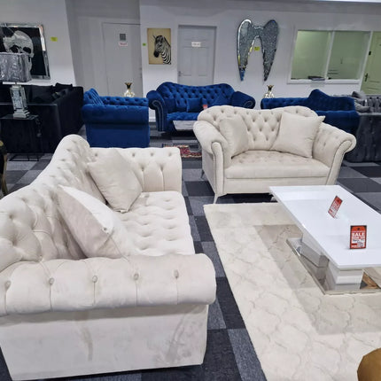 Elegance Chesterfield Sofa 3+2 Cream