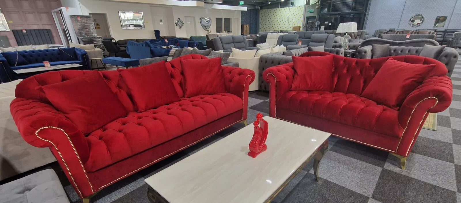 Elegance Chesterfield Sofa 3+2 Red