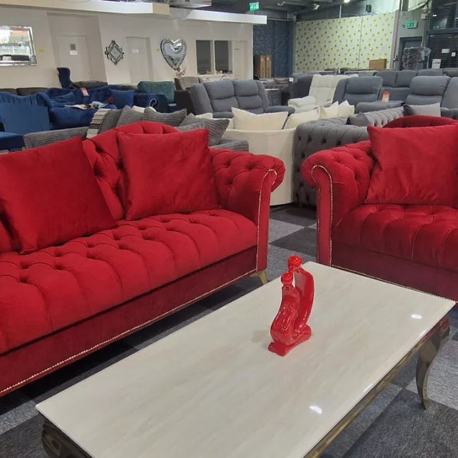 Elegance Chesterfield Sofa 3+2 Red