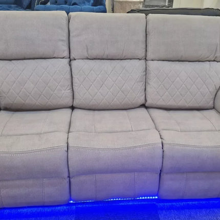Florence Fabric Electric Recliner Sofa 3+2 Seater Light Grey With Led Lights