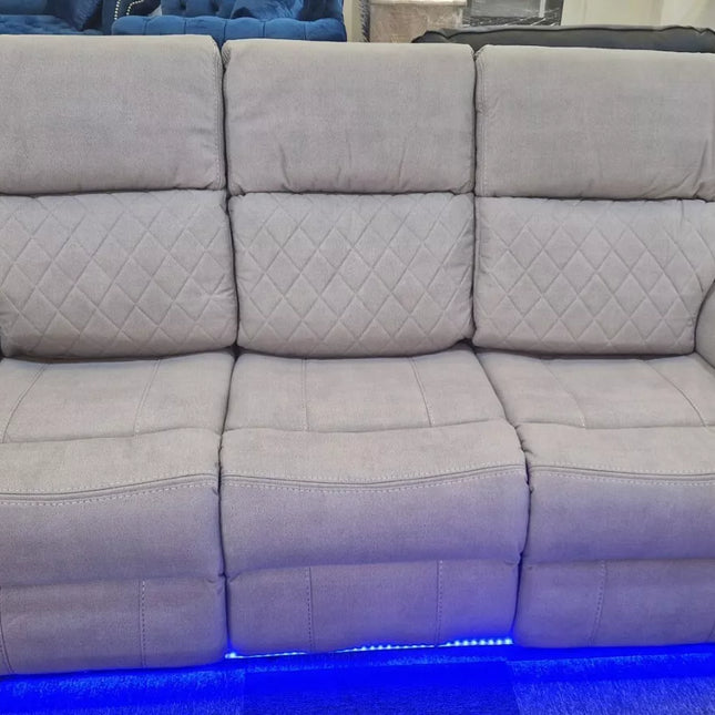 Florence Fabric Electric Recliner Sofa 3+2 Seater Light Grey With Led Lights