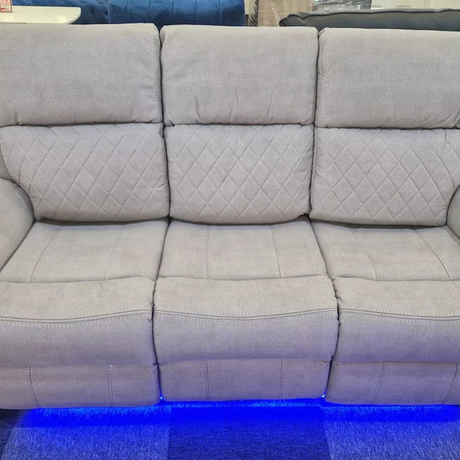 Florence Fabric Electric Recliner Sofa 3+2 Seater Light Grey With Led Lights