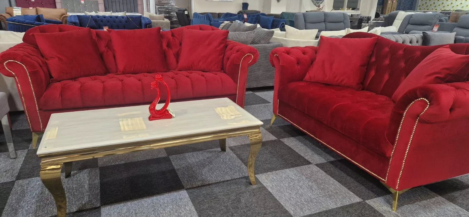 Elegance Chesterfield Sofa 3+2 Red