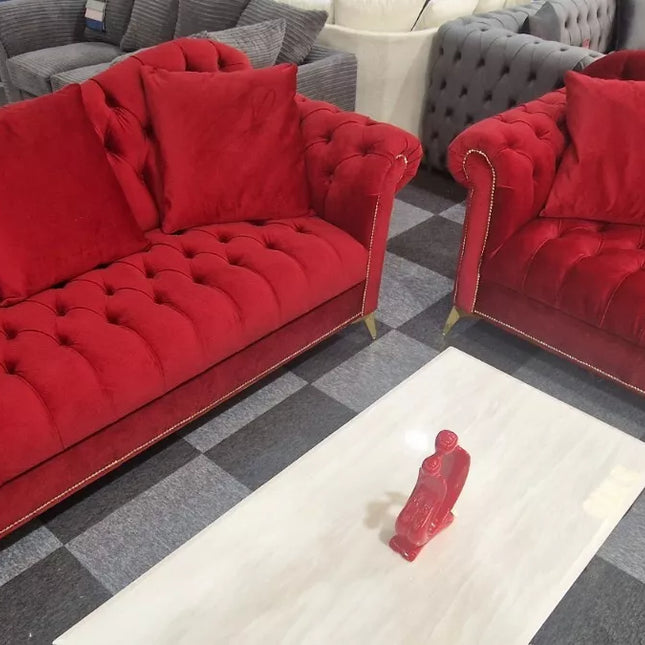 Elegance Chesterfield Sofa 3+2 Black - Envogue Furniture uk