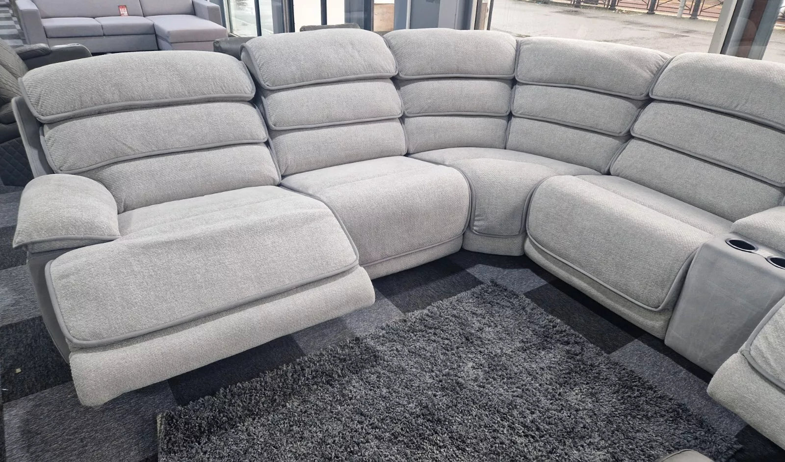 ENV Lakelyn Express Fabric Electric Recliner Modular Corner Sofa With USB Ports Power Recliner Sofa