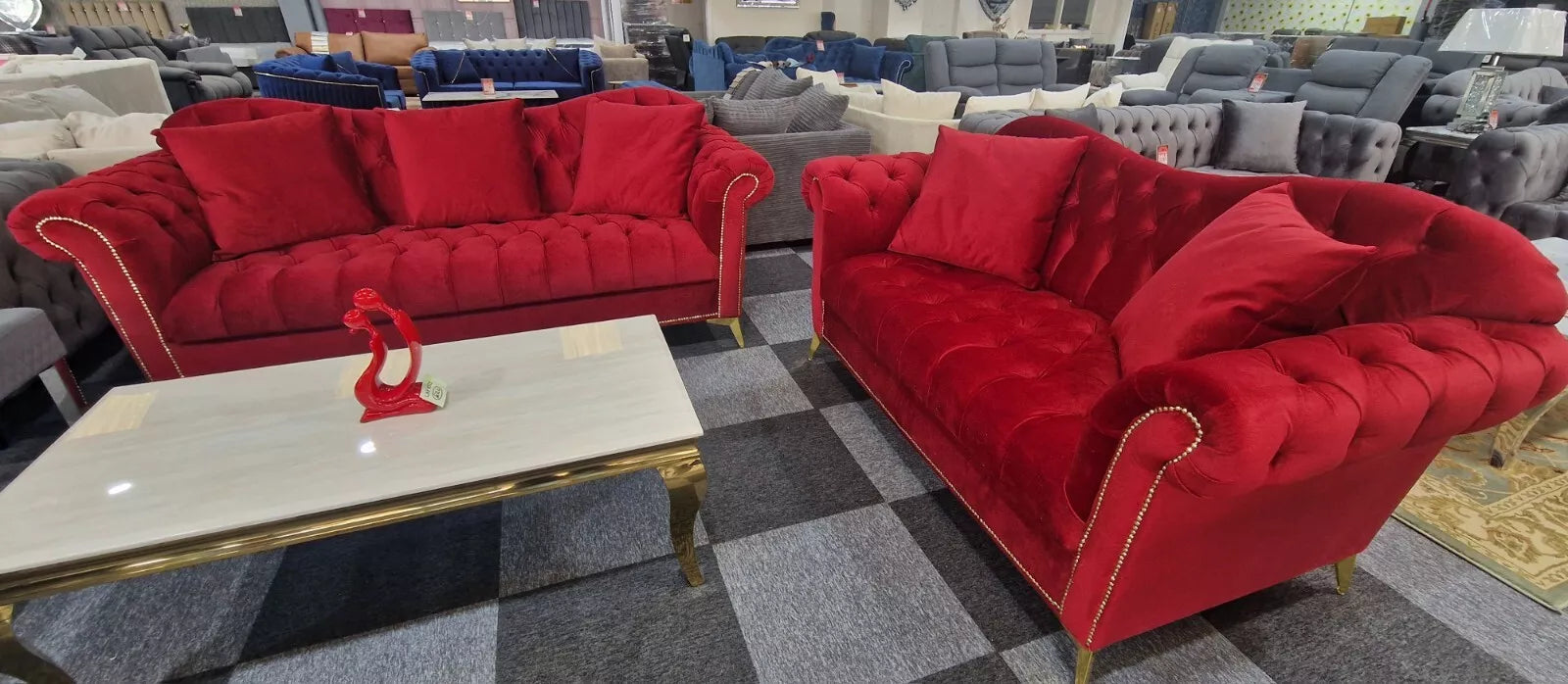 Elegance Chesterfield Sofa 3+2 Red