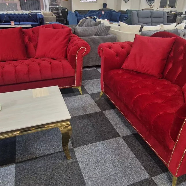 Elegance Chesterfield Sofa 3+2 Red