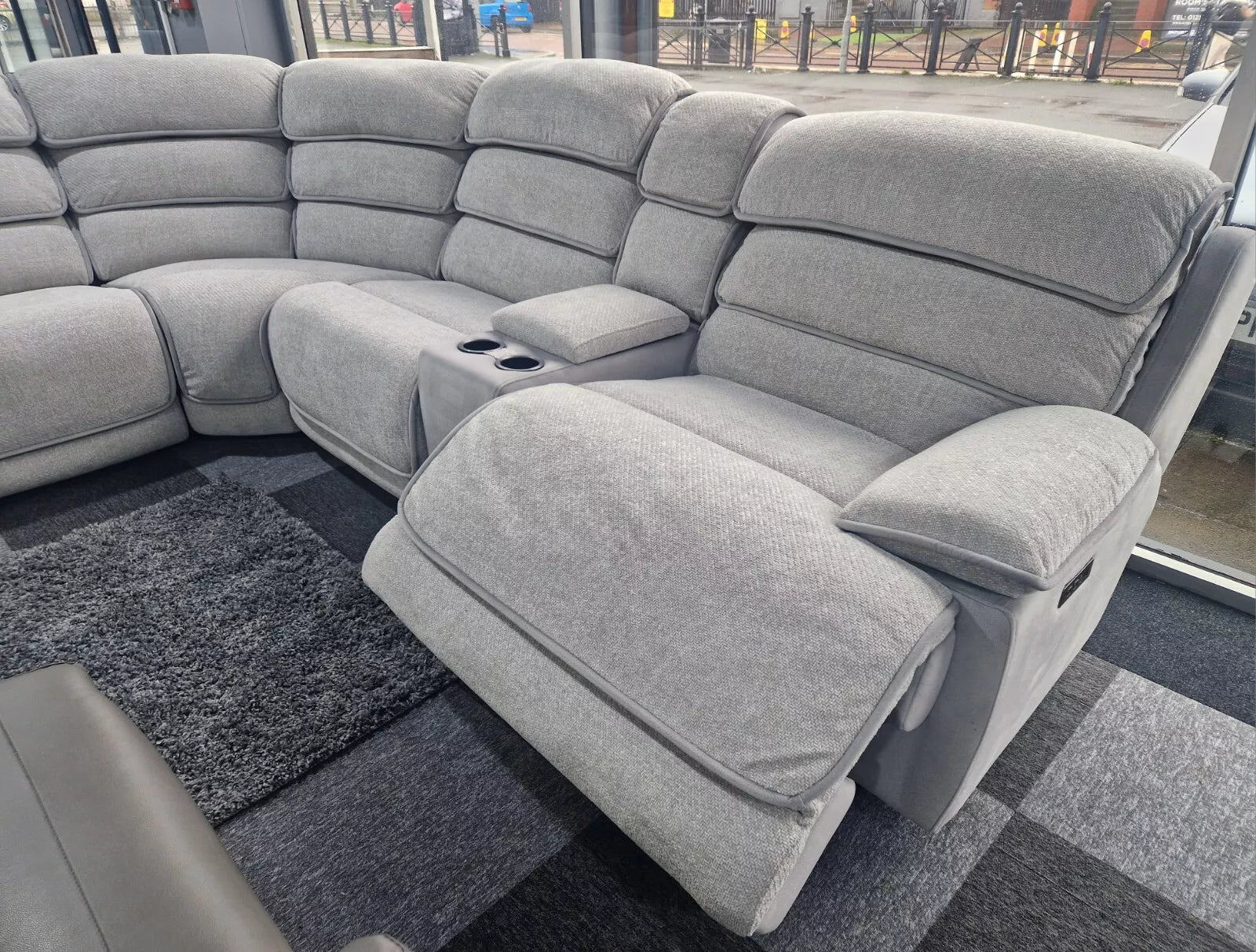ENV Lakelyn Express Fabric Electric Recliner Modular Corner Sofa With USB Ports Power Recliner Sofa