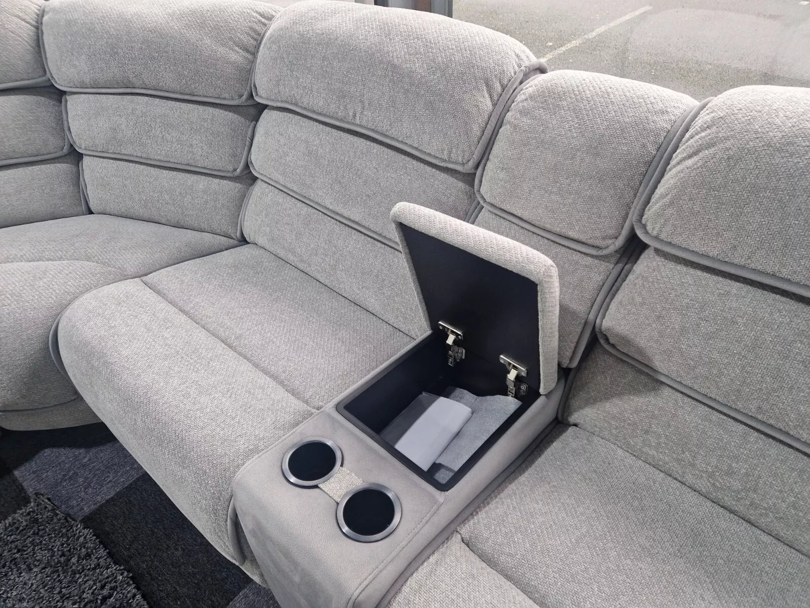 ENV Lakelyn Express Fabric Electric Recliner Modular Corner Sofa With USB Ports Power Recliner Sofa