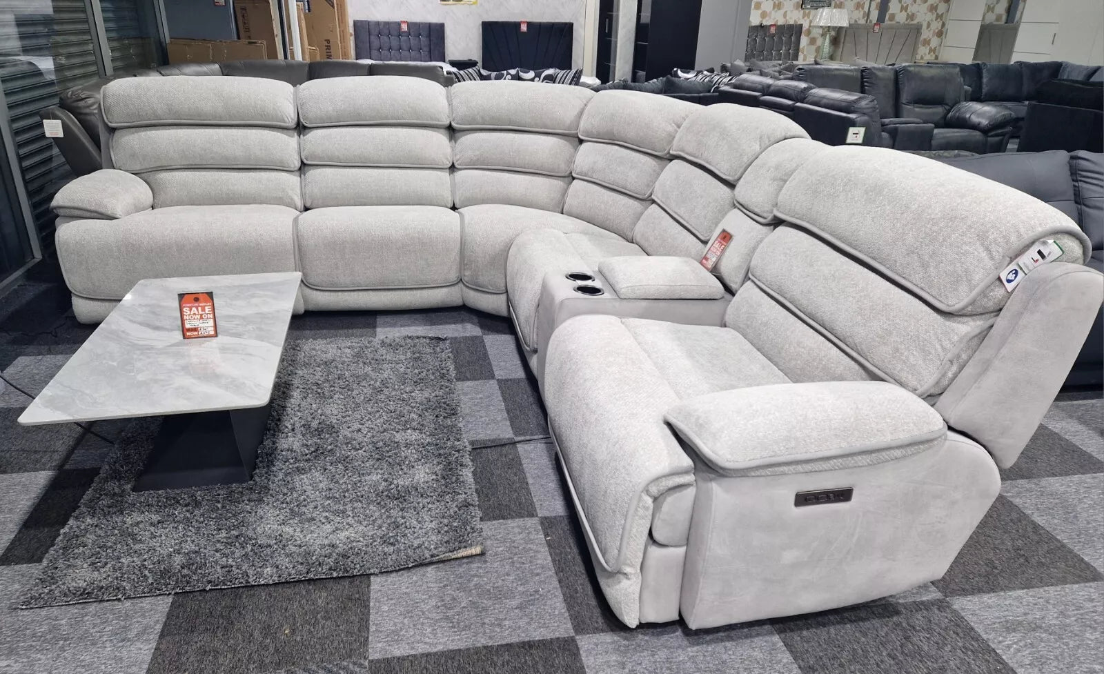 ENV Lakelyn Express Fabric Electric Recliner Modular Corner Sofa With USB Ports Power Recliner Sofa