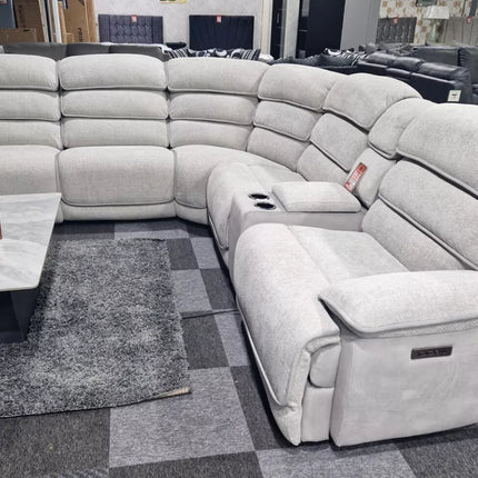 ENV Lakelyn Express Fabric Electric Recliner Modular Corner Sofa With USB Ports Power Recliner Sofa