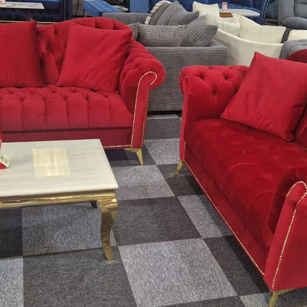 Elegance Chesterfield Sofa 3+2 Red