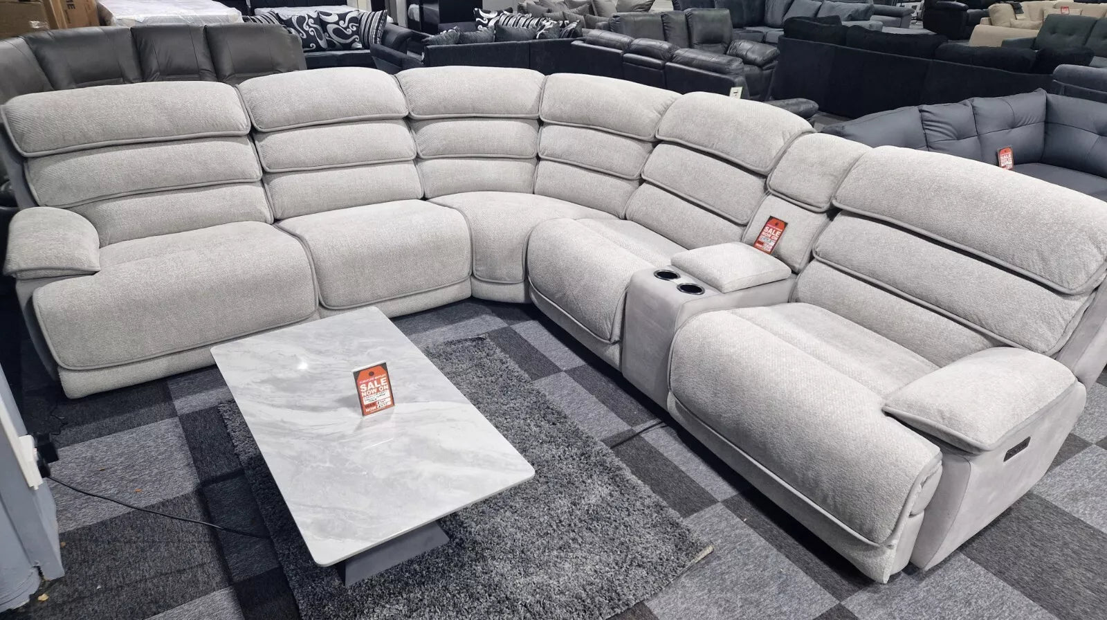ENV Lakelyn Express Fabric Electric Recliner Modular Corner Sofa With USB Ports Power Recliner Sofa