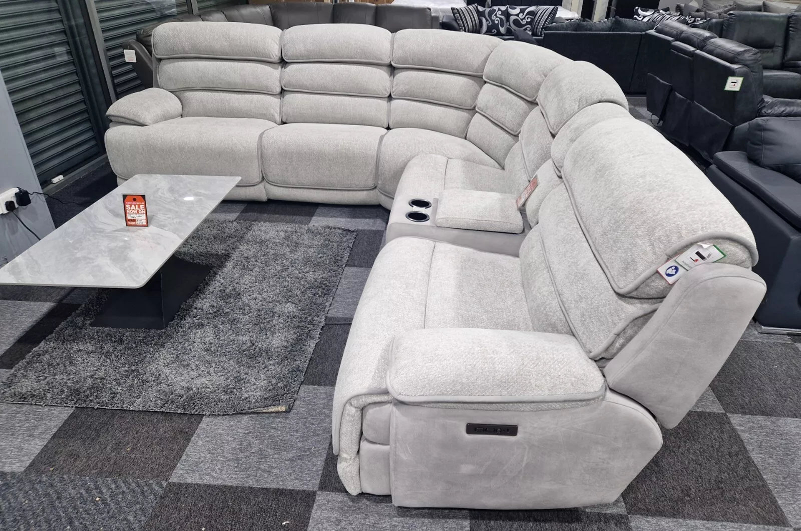 ENV Lakelyn Express Fabric Electric Recliner Modular Corner Sofa With USB Ports Power Recliner Sofa