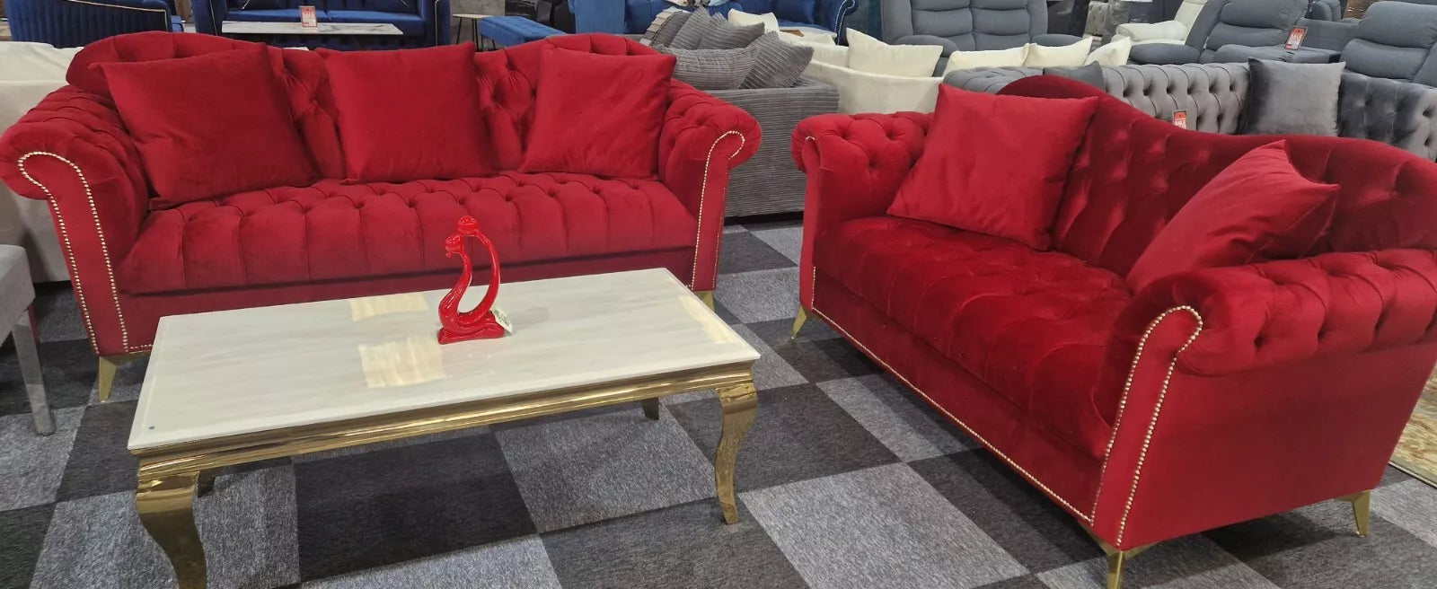 Elegance Chesterfield Sofa 3+2 Red