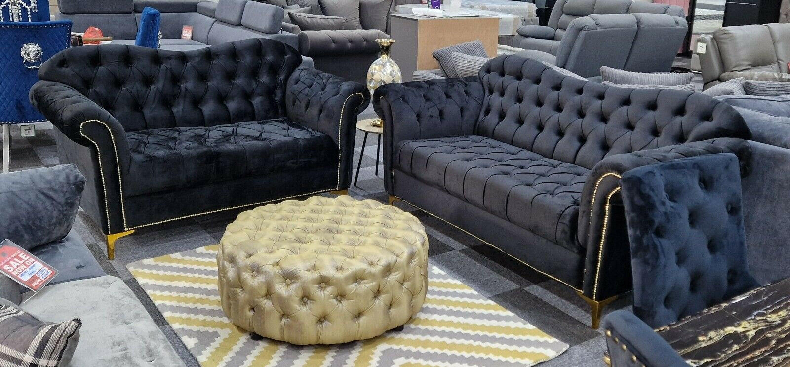 Elegance Chesterfield Sofa 3+2 Black