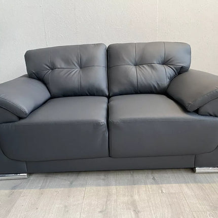 Kansas Leather Sofa 3+2 Black/Grey