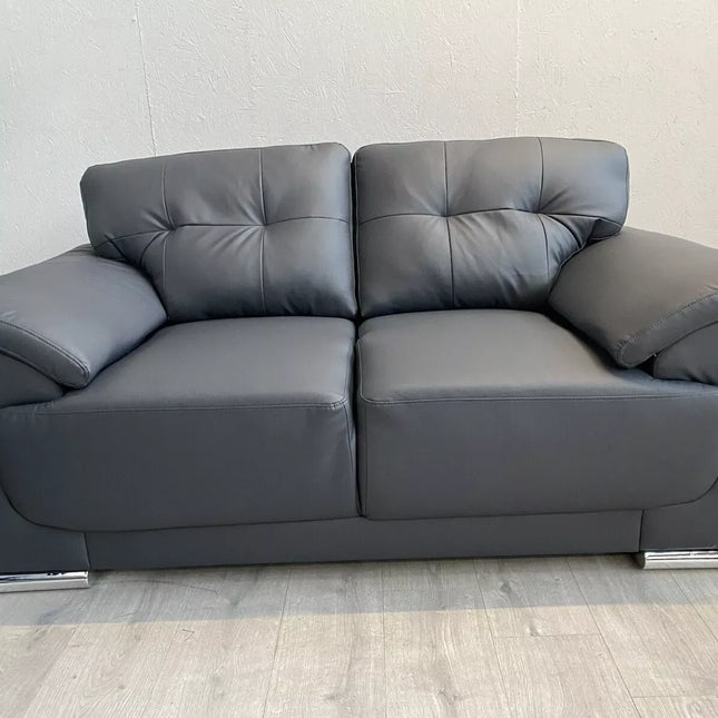 Kansas Leather Sofa 3+2 Black/Grey