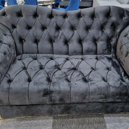 Elegance Chesterfield Sofa 2 Black - Envogue Furniture uk