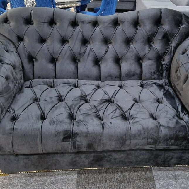 Elegance Chesterfield Sofa 2 Black - Envogue Furniture uk