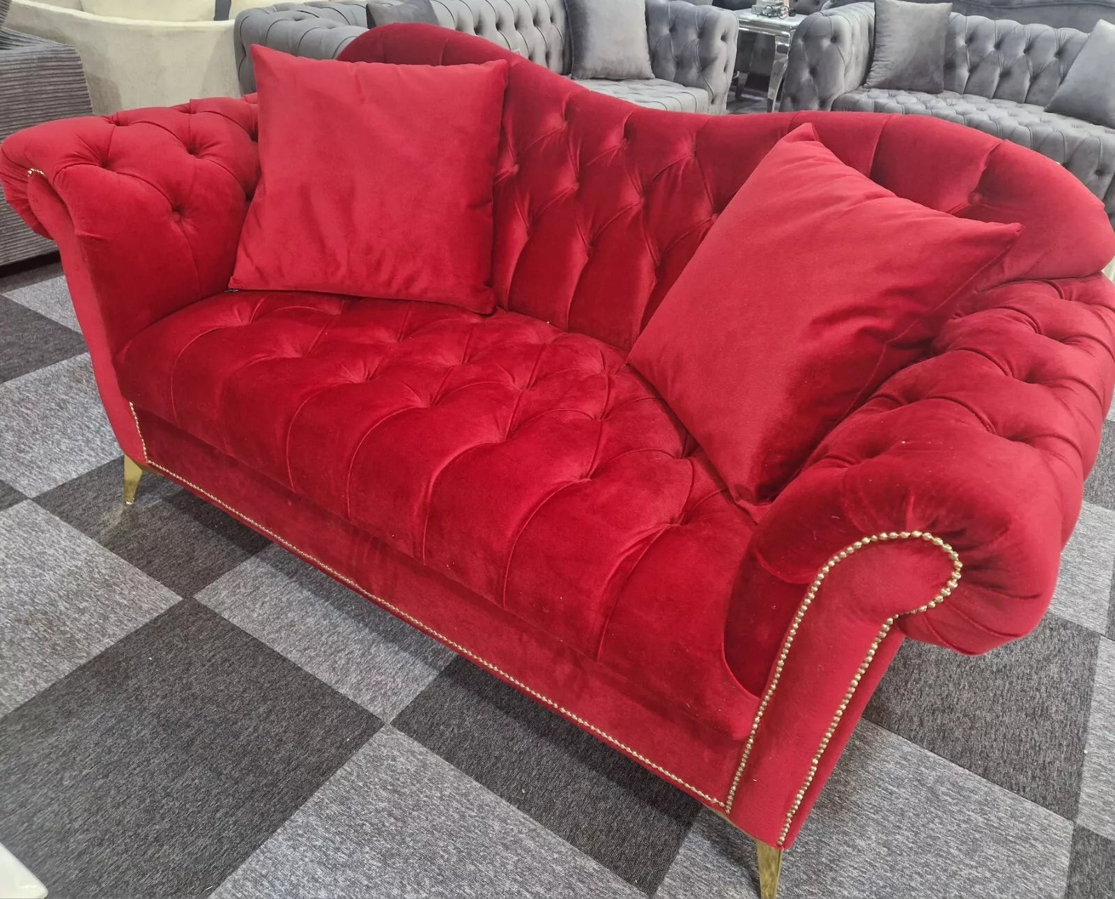 Elegance Chesterfield Sofa 3+2 Red