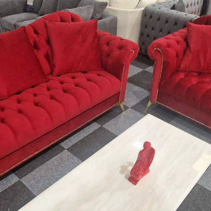 Elegance Chesterfield Sofa 3+2 Red
