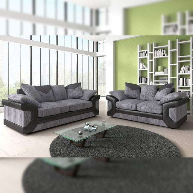 sleepkings Dino 3 Seater 2 Seater Upholstered Combination Fabric Black Grey (Black & Grey, 3+2 Seater Set)  MNS (MY NEW SOFA) LTD