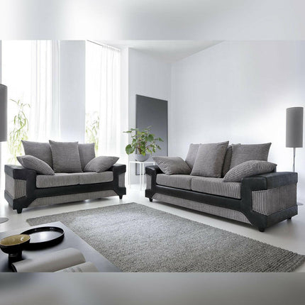 sleepkings Dino 3 Seater 2 Seater Upholstered Combination Fabric Black Grey (Black & Grey, 3+2 Seater Set) - Envogue Furniture