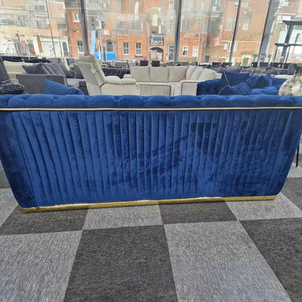 Toronto chesterfield sofa 3+2 blue & gold - Envogue Furniture